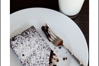A delicious brownie and milk at David Schat's Bakery and Cafe in El Segundo, CA.